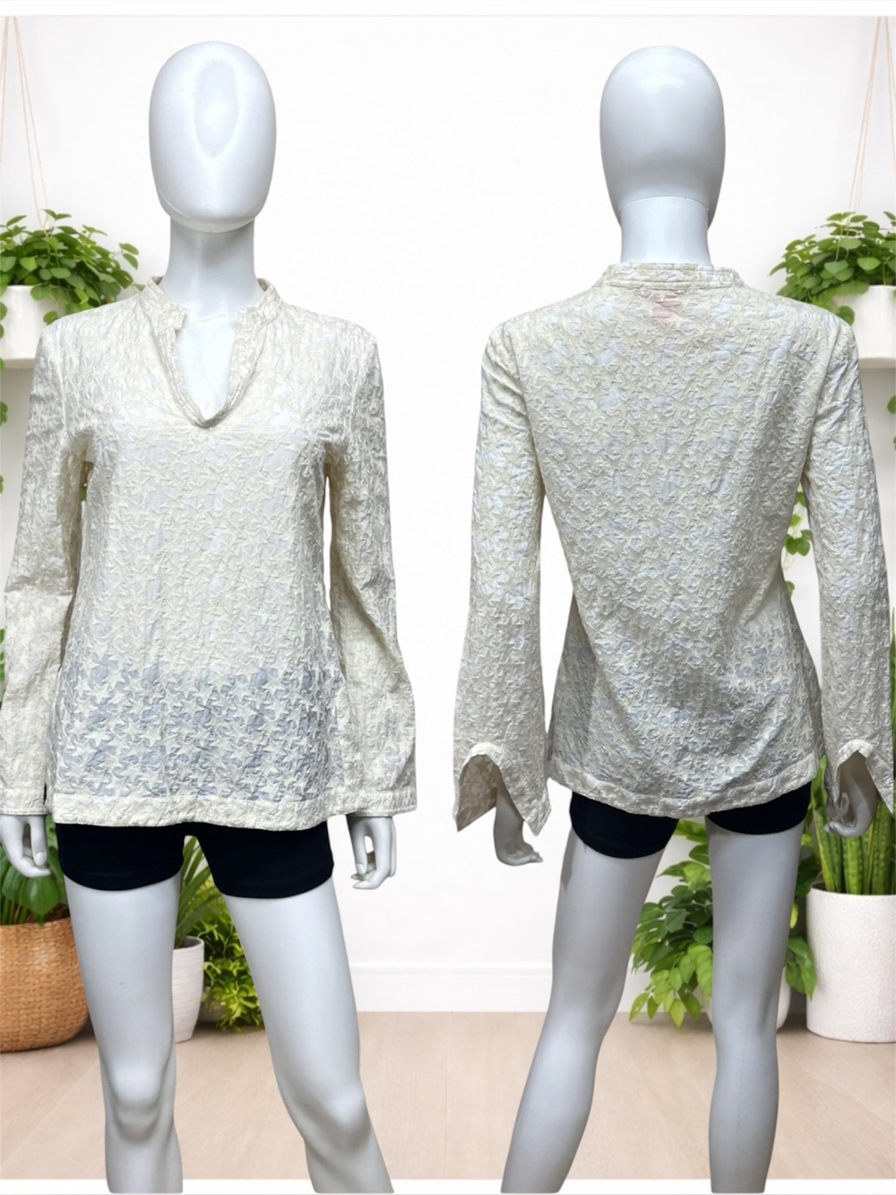 Tory Burch Embroidered Cream Star Top Tunic [778]